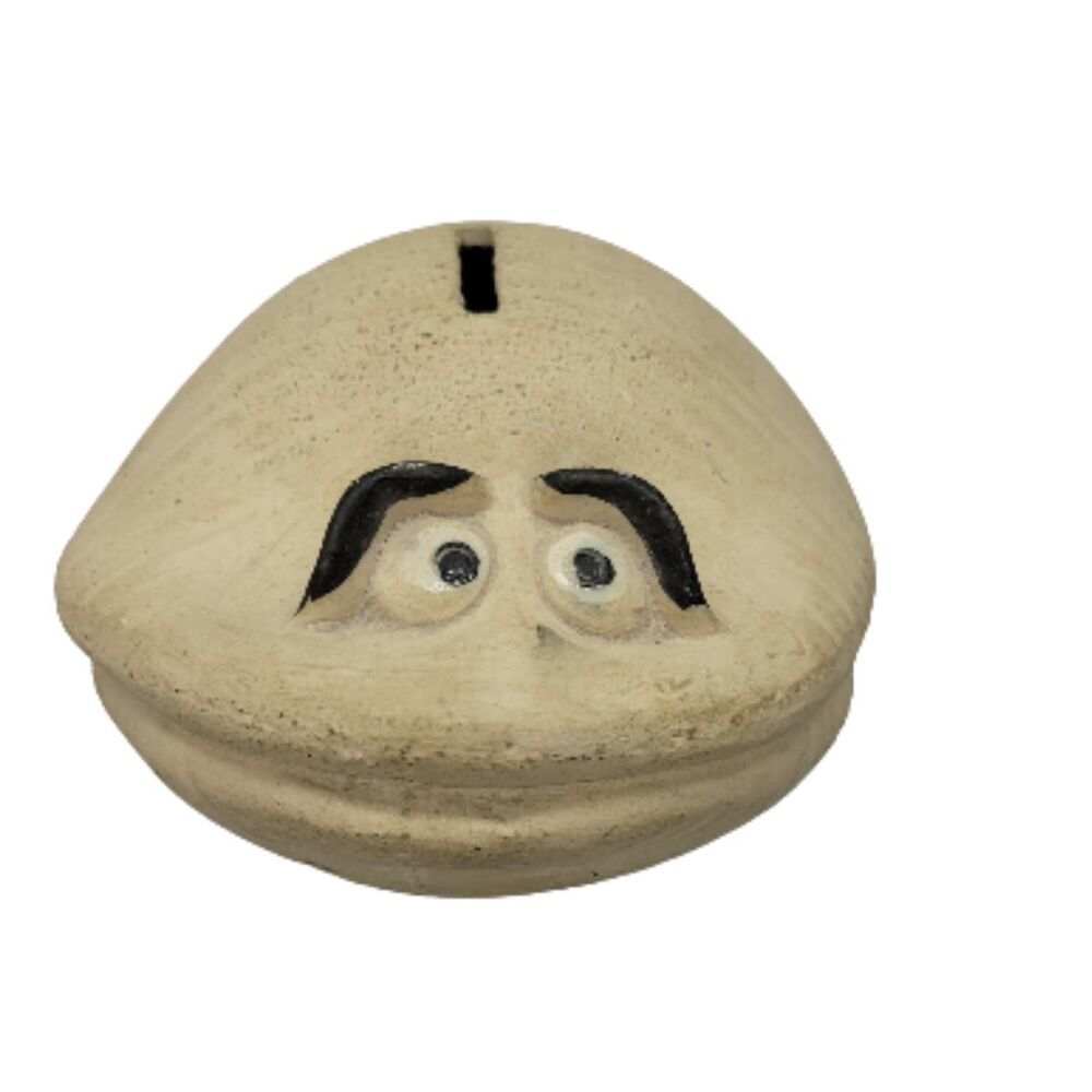 Vtg Clam Bank MCM Danish Stoneware Beach Decor Figurine Coastal Nautical Funny